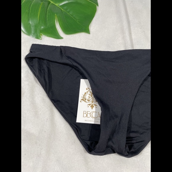 NWT $54‎ Becca Fine Line Ribbed Bikini Bottoms in Black [ SZ Medium ] - Picture 5 of 9